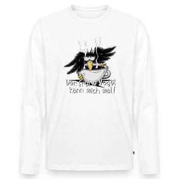 Der frühe Vogel kann mich mal Kaffee Rabe - Männer Premium Bio Langarmshirt - Weiß - Vorne - Nico (187cm)