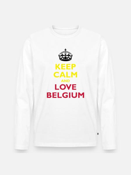 Keep Calm & Love Belgium - Men's Premium Organic Long Sleeve Shirt - white