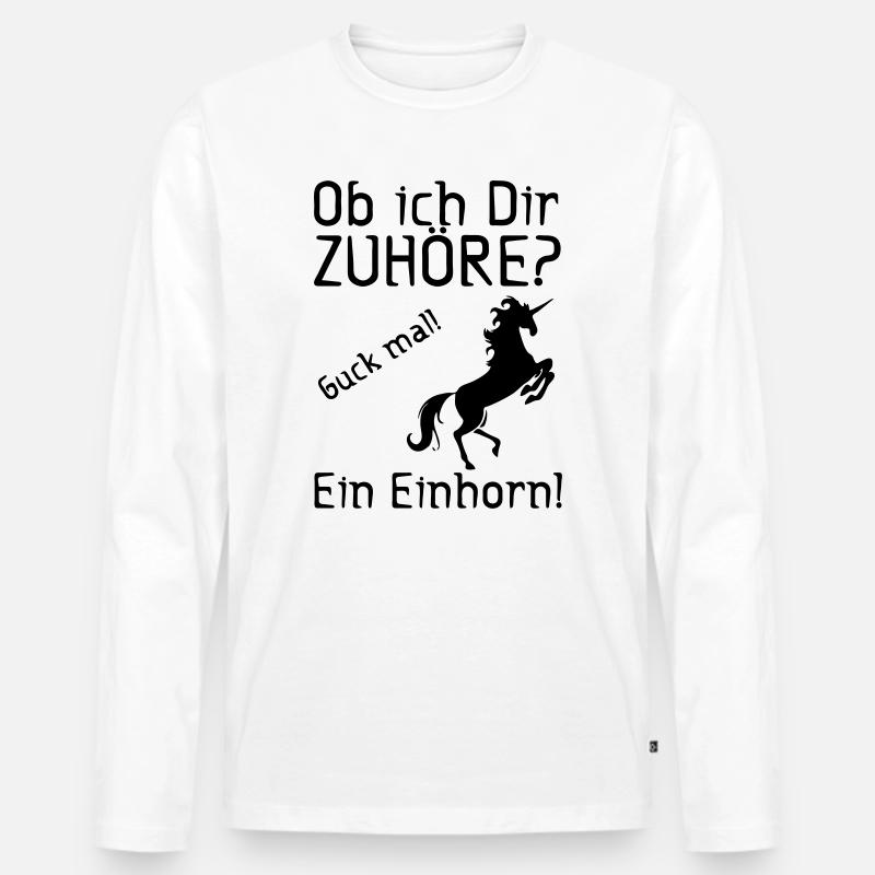 Guck mal! Ein Einhorn! Geschenk - Männer Premium Bio Langarmshirt - Weiß