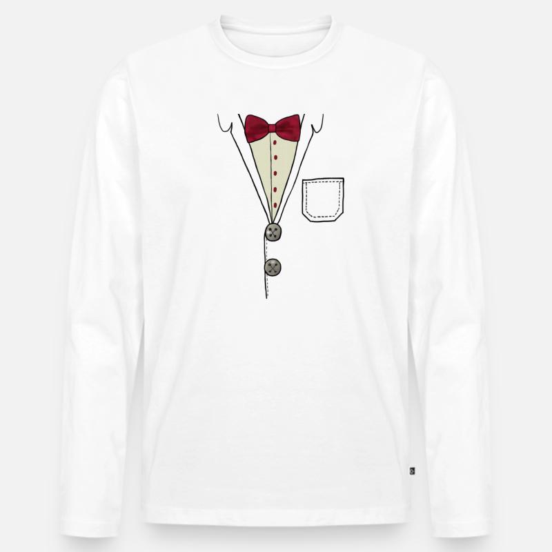 Hemd mit Fliege - Männer Premium Bio Langarmshirt - Weiß