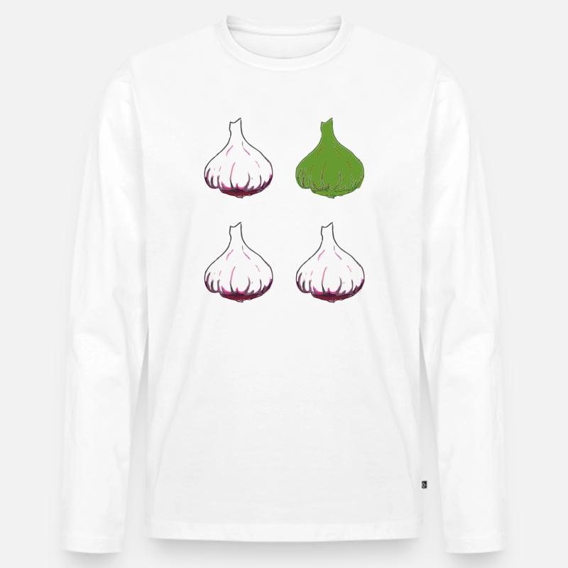 knoblauch 4er - Männer Premium Bio Langarmshirt - Weiß