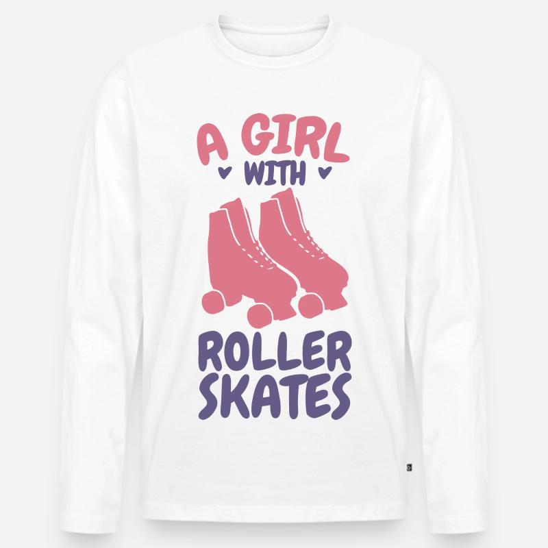 Ein Mädchen mit Rollschuhen - Männer Premium Bio Langarmshirt - Weiß