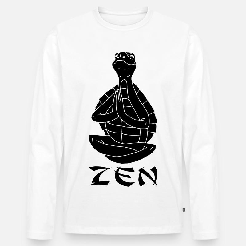 Yogi Schildkröte (Schwarz) - Männer Premium Bio Langarmshirt - Weiß