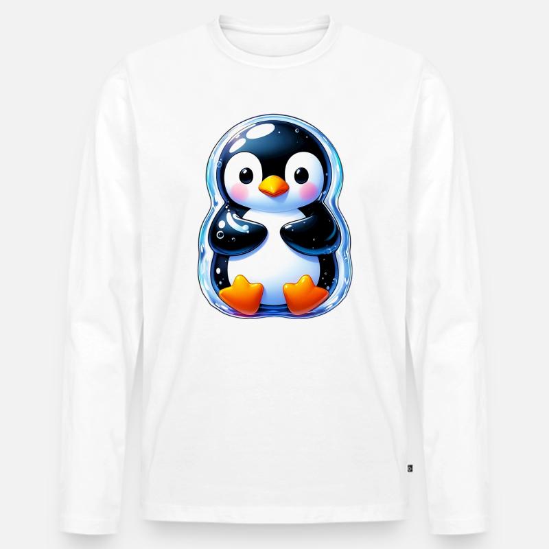 Pinguin - Männer Premium Bio Langarmshirt - Weiß