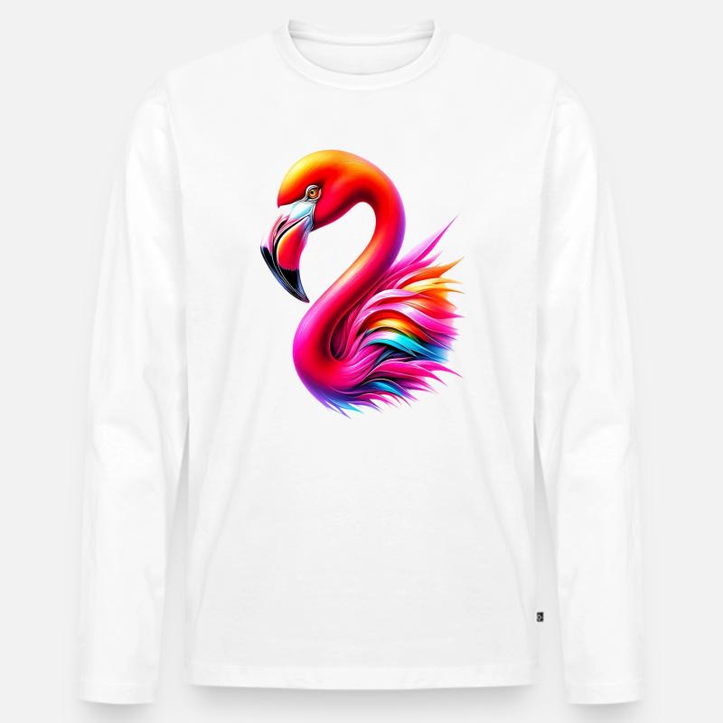 Flamingo - Männer Premium Bio Langarmshirt - Weiß