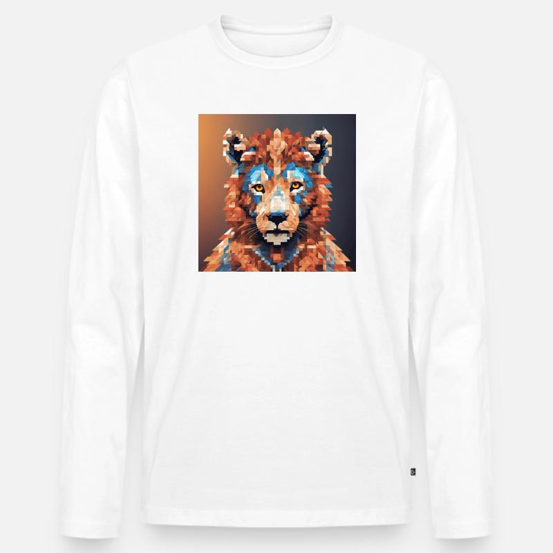 Pixel Bär - Männer Premium Bio Langarmshirt - Weiß