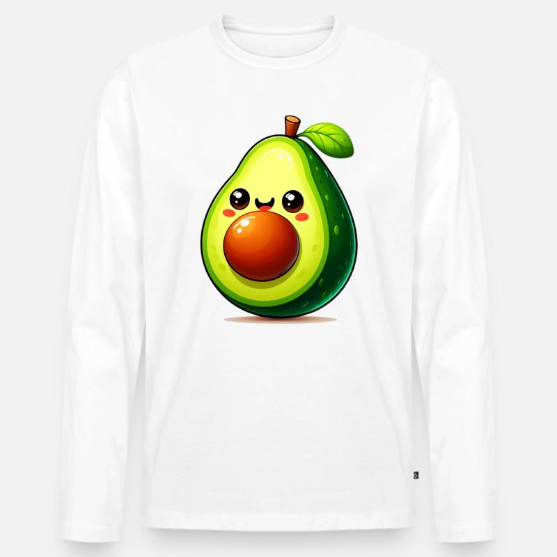 Avocado - Männer Premium Bio Langarmshirt - Weiß