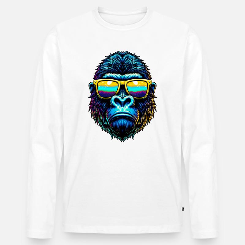 Gorilla - Männer Premium Bio Langarmshirt - Weiß