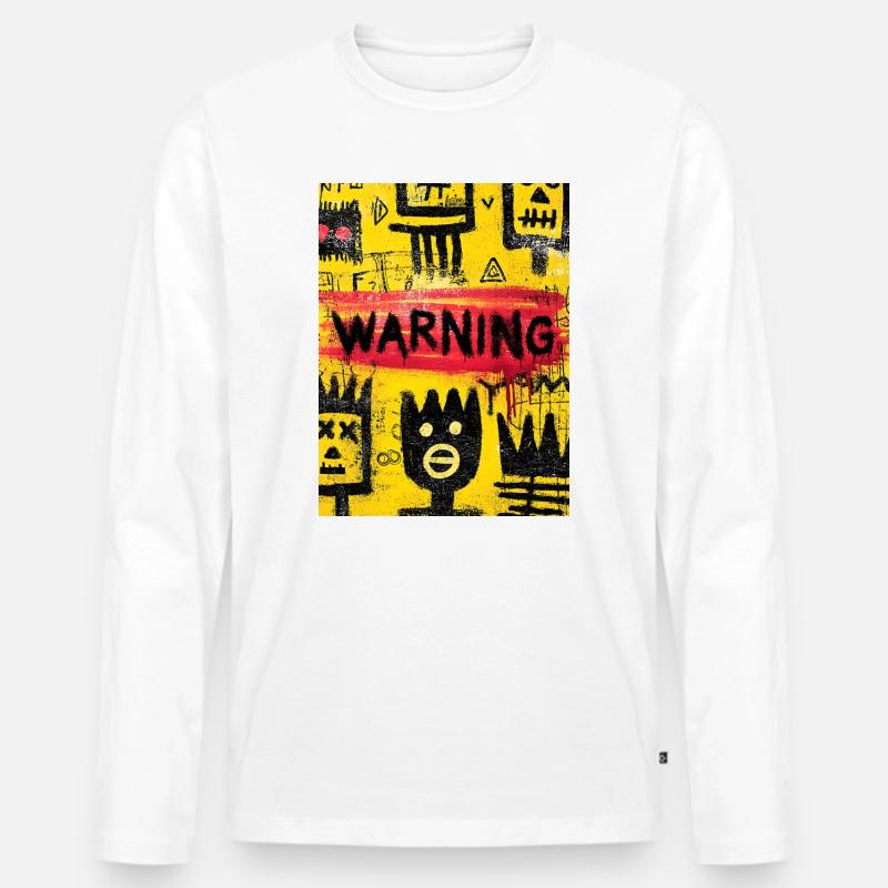 Visuelle Warnung vor urbanen Graffiti - Männer Premium Bio Langarmshirt - Weiß