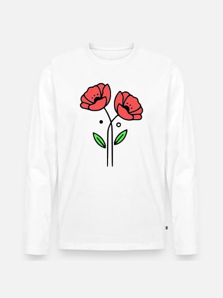 mohnblume-mohnblumen-minimalistisch-line-art-5 - Männer Premium Bio Langarmshirt - Weiß
