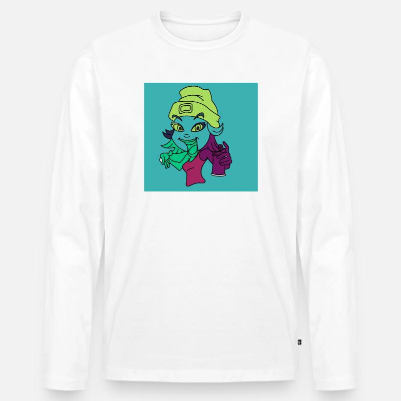 Neon-Graffiti-Maskottchen - Männer Premium Bio Langarmshirt - Weiß