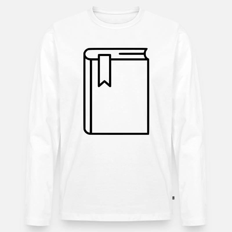 Buch Notizbuch Lesezeichen Icon - Männer Premium Bio Langarmshirt - Weiß