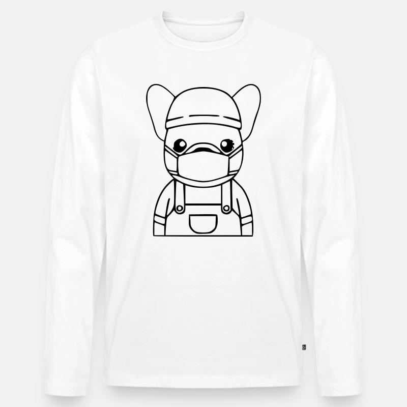 Frenchie Arzt Pflege Maske - Männer Premium Bio Langarmshirt - Weiß