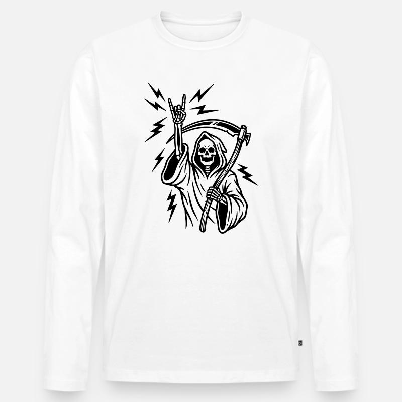 Hard Rock Hand - Männer Premium Bio Langarmshirt - Weiß