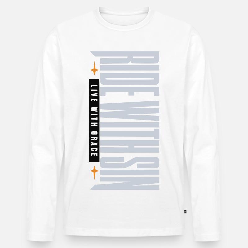 Sinners Live With Grace - Männer Premium Bio Langarmshirt - Weiß