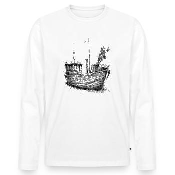 Bateau de pêche de la mer Baltique - T-shirt manches longues Premium bio Homme - blanc - Devant - Nico (187cm)