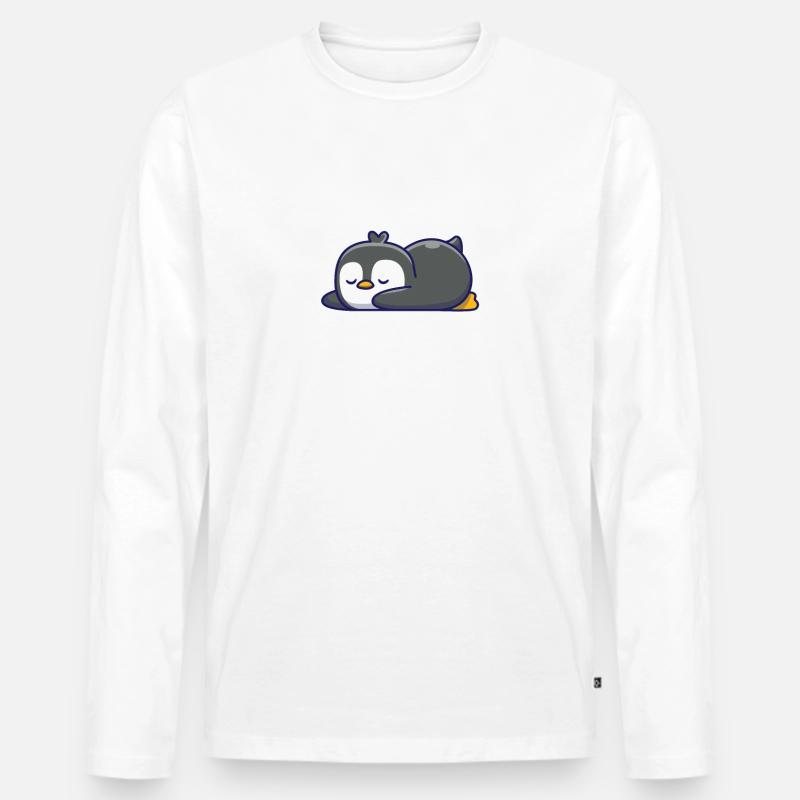 Pinguin - Männer Premium Bio Langarmshirt - Weiß