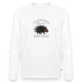 Porcupine - Men's Premium Organic Long Sleeve Shirt - white - Front - Nico (187cm)