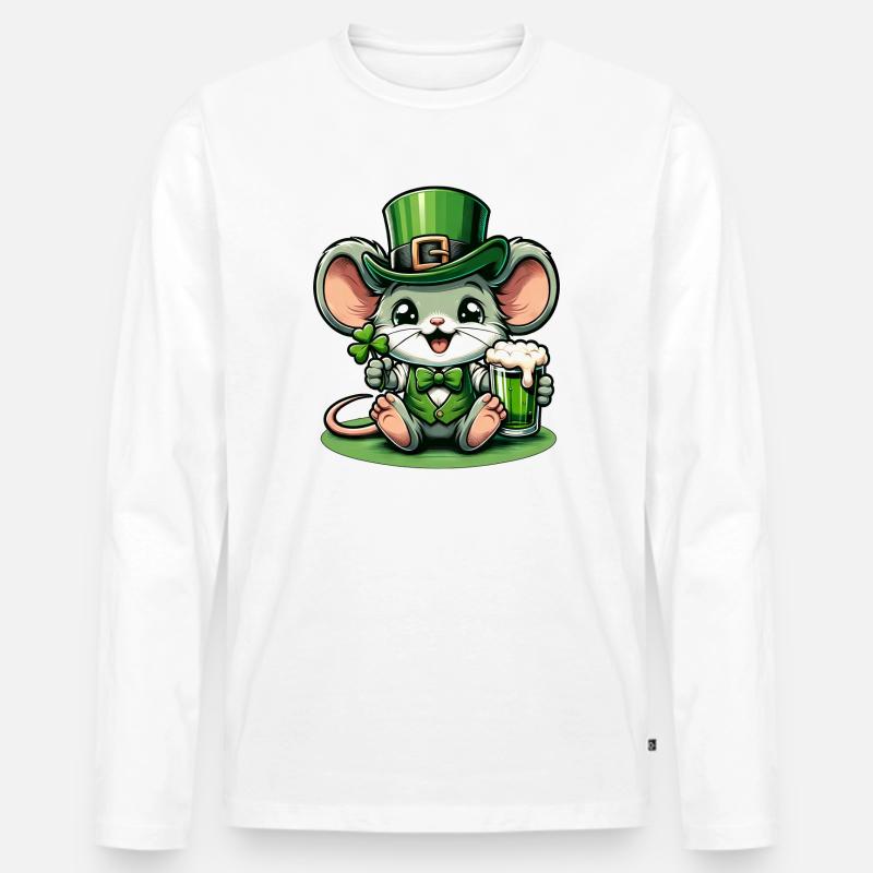 St. Patrick's Maus im Festlook - Männer Premium Bio Langarmshirt - undefined