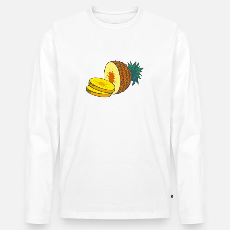 Ananas - Männer Premium Bio Langarmshirt - Weiß