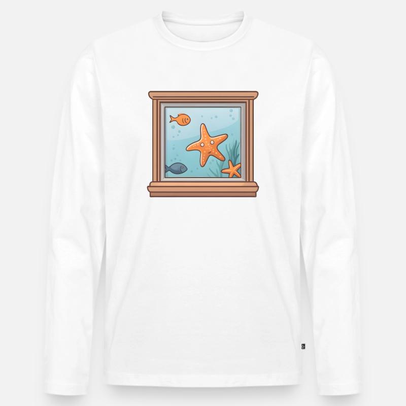 Wasserblick - Männer Premium Bio Langarmshirt - Weiß