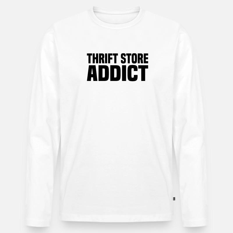 Secondhandladen Secondhand Öko Hipster Gebraucht - Männer Premium Bio Langarmshirt - Weiß