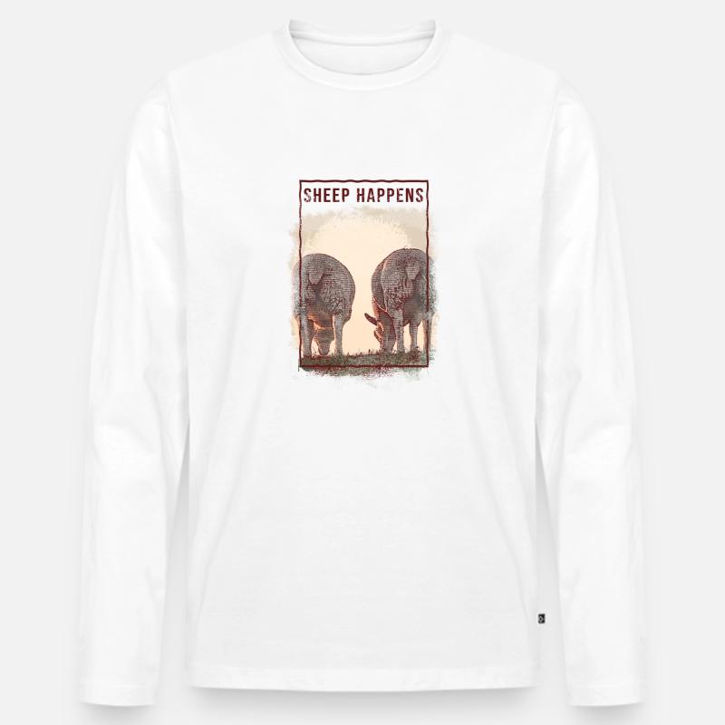 Sheep Happens - Männer Premium Bio Langarmshirt - Weiß