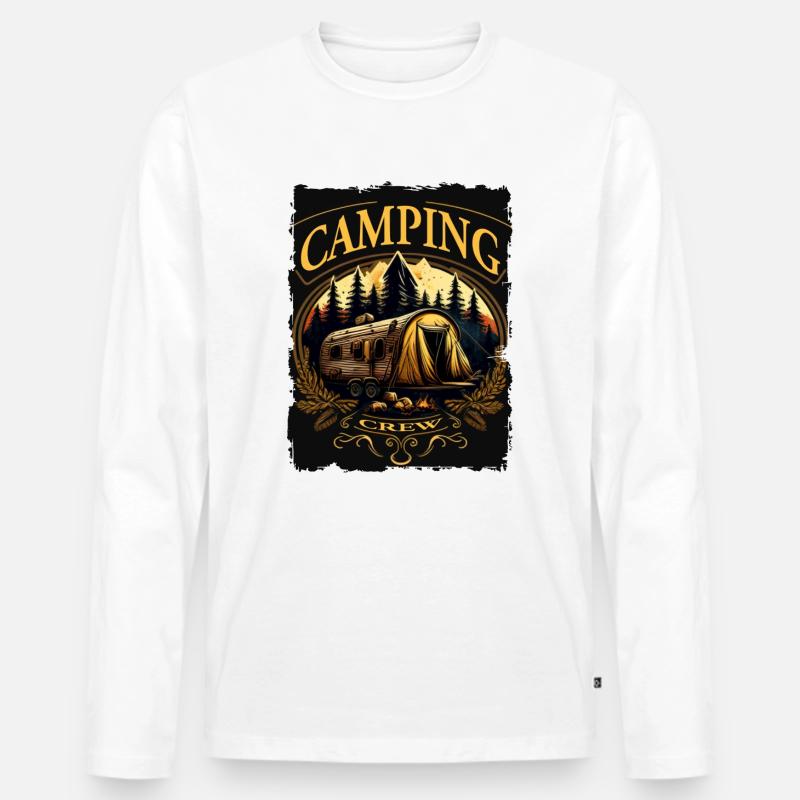 Camping Crew - Männer Premium Bio Langarmshirt - Weiß
