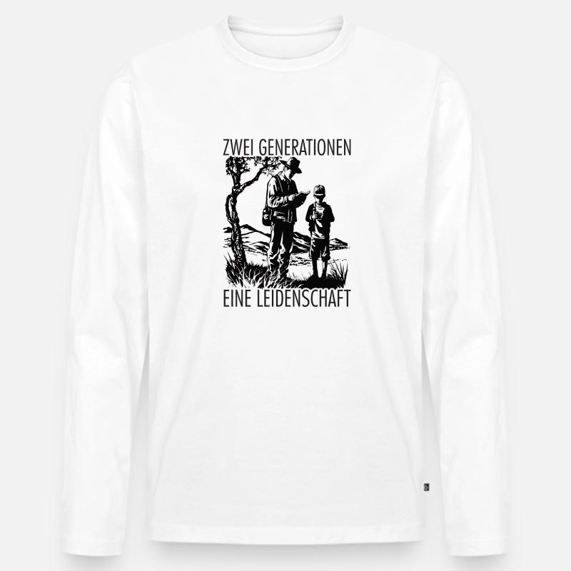 Zwei Generationen Eine Leidenschaft - Männer Premium Bio Langarmshirt - Weiß