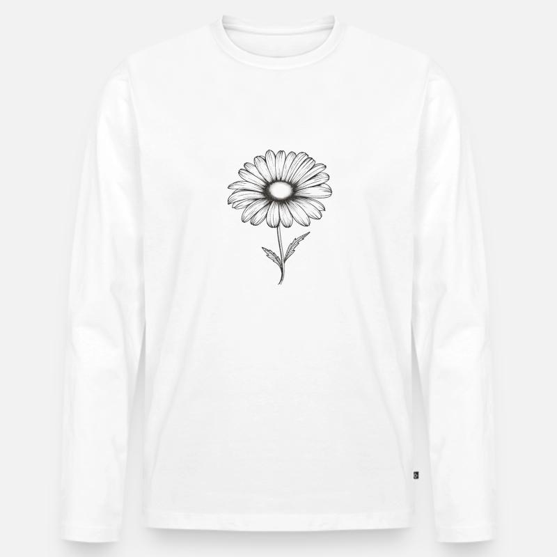 Gänseblümchen Sillouetthe - Männer Premium Bio Langarmshirt - Weiß