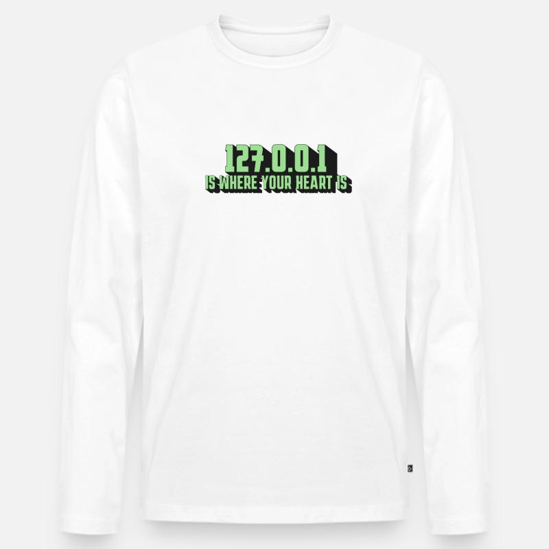 127.0.0.1 - Der Herzschlag Eines Programmierers - Männer Premium Bio Langarmshirt - Weiß