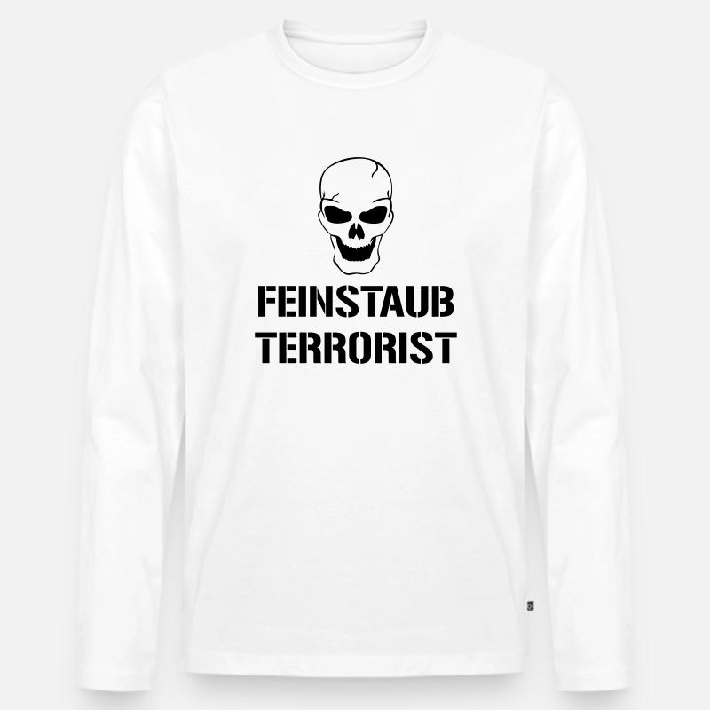 Feinstaub Terrorist - Männer Premium Bio Langarmshirt - Weiß