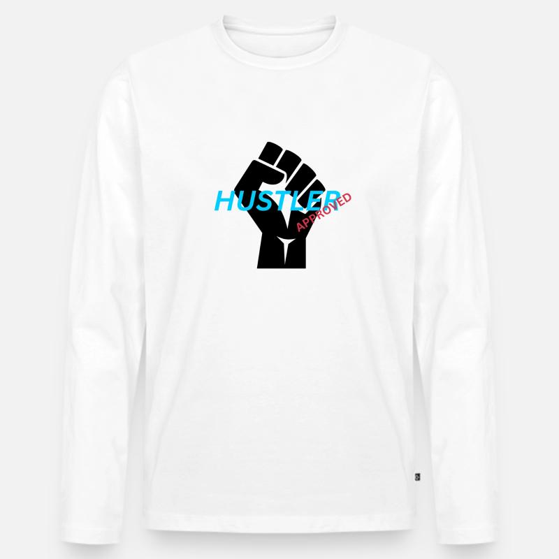 Approved Hustler - Männer Premium Bio Langarmshirt - Weiß
