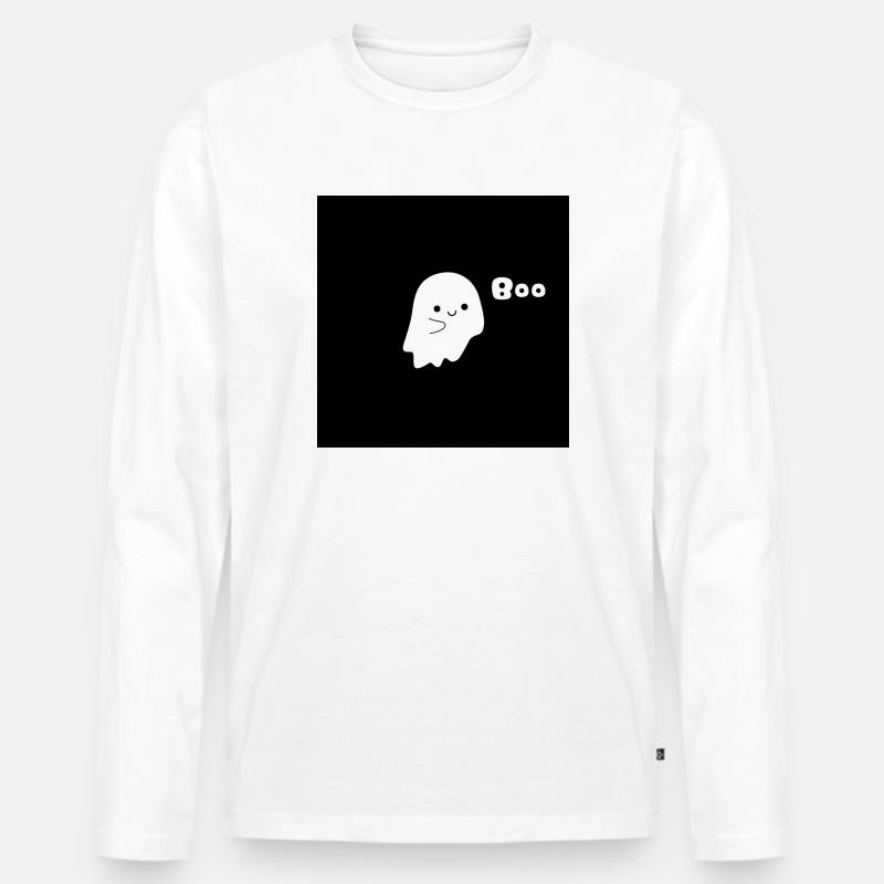 Süßer Geist Boo schwarz - Männer Premium Bio Langarmshirt - Weiß
