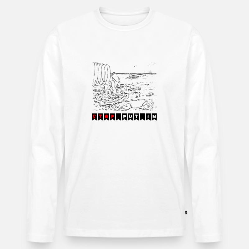 STOP put in by 2FettDesign - Männer Premium Bio Langarmshirt - Weiß