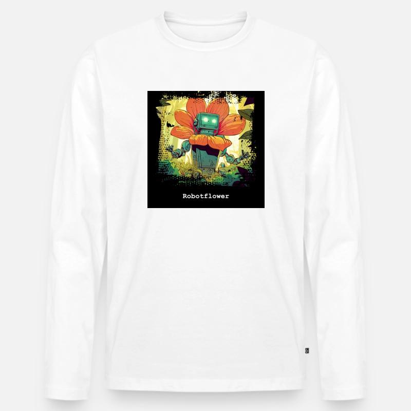 Robotflower 2 - Männer Premium Bio Langarmshirt - Weiß