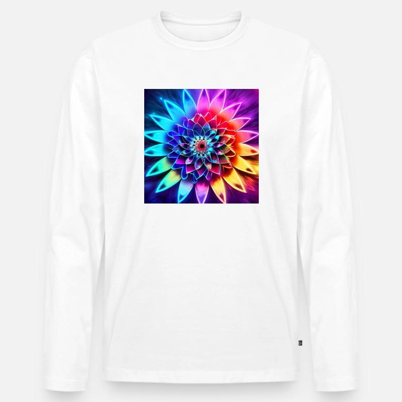 Blume - Männer Premium Bio Langarmshirt - Weiß