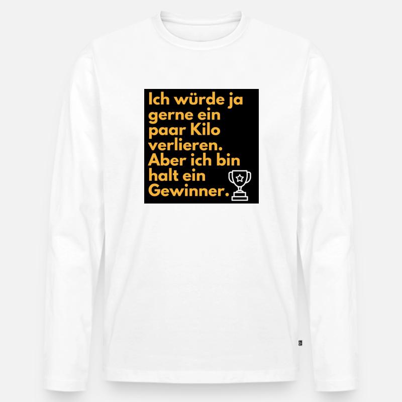 Ich bin ein Gewinner - Männer Premium Bio Langarmshirt - Weiß