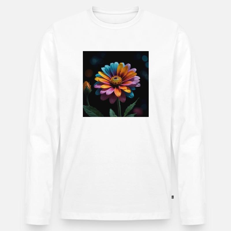 Bunte Blume - Männer Premium Bio Langarmshirt - Weiß