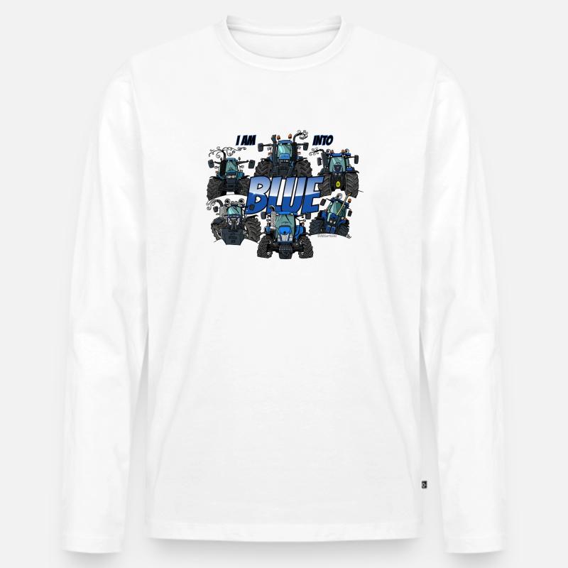 ich bin in blau - Männer Premium Bio Langarmshirt - Weiß