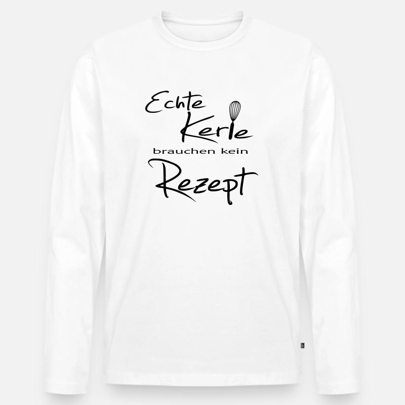 Echte Kerle brauchen kein Rezept - Männer Premium Bio Langarmshirt - Weiß