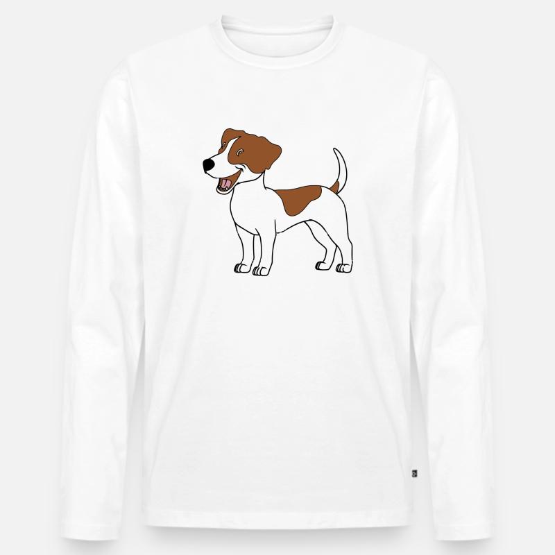 JACK RUSSELL - Männer Premium Bio Langarmshirt - Weiß
