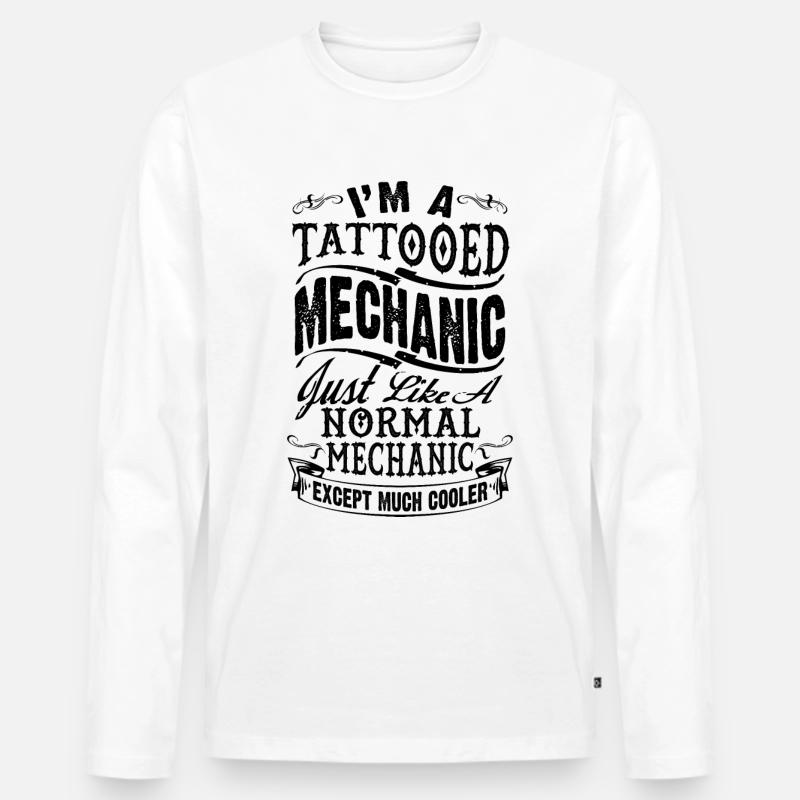 Tätowierter Mechaniker - Männer Premium Bio Langarmshirt - Weiß