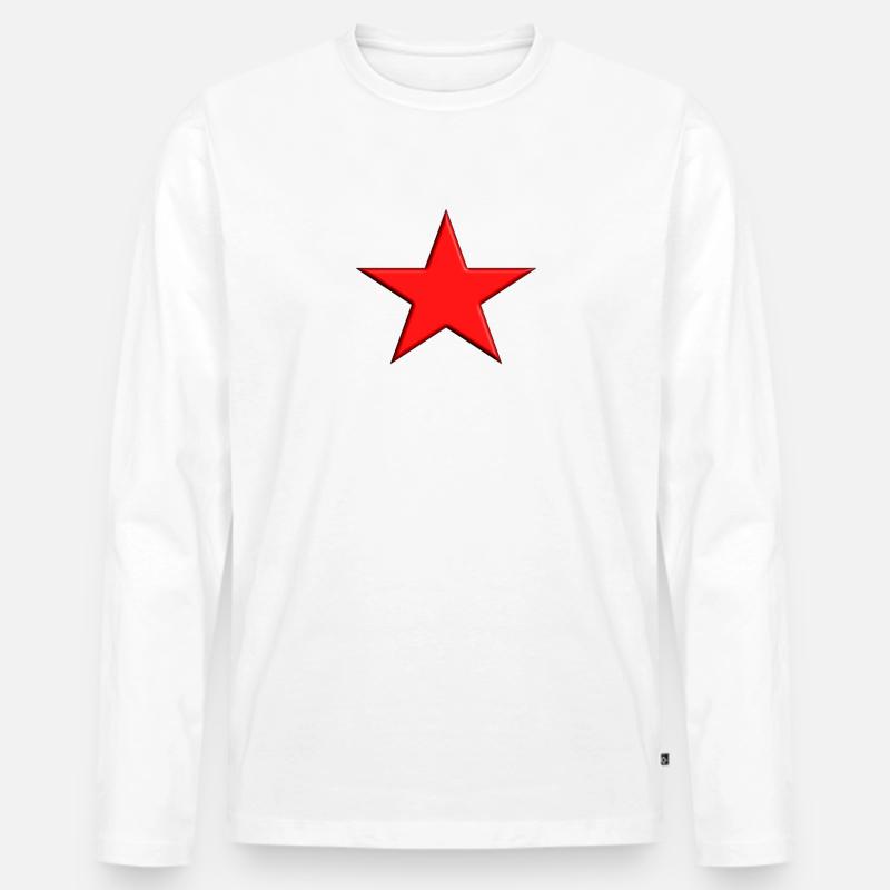Roter Stern - Männer Premium Bio Langarmshirt - Weiß
