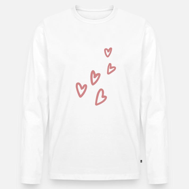 Herzen - Männer Premium Bio Langarmshirt - Weiß