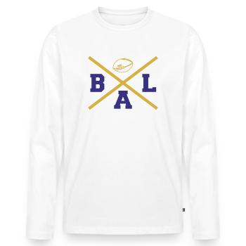 Baltimore Cross - Männer Premium Bio Langarmshirt - Weiß - Vorne - Nico (187cm)