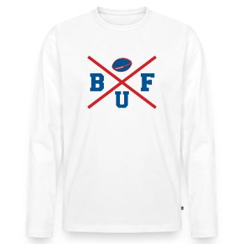 Croix de buffle - T-shirt manches longues Premium bio Homme - blanc - Devant - Nico (187cm)