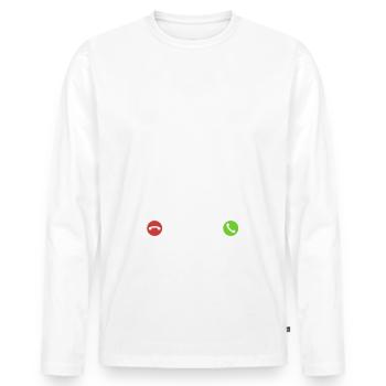 Mein Cannabis ruft an - ich muss los - Hanf - Männer Premium Bio Langarmshirt - Weiß - Vorne - Nico (187cm)