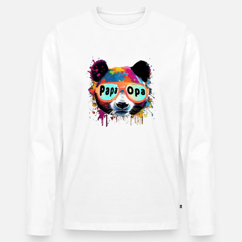 Papa, Opa, Bär,pandabär,illustration,bunt,Graffiti - Männer Premium Bio Langarmshirt - Weiß