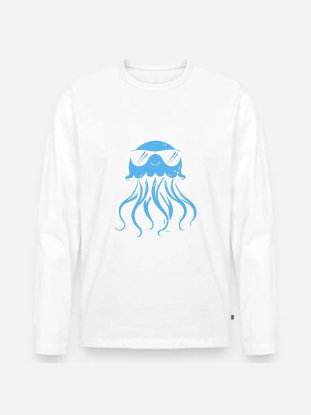 Feeling Tentacool - Jellyfish with Tentacles - Men's Premium Organic Long Sleeve Shirt - white